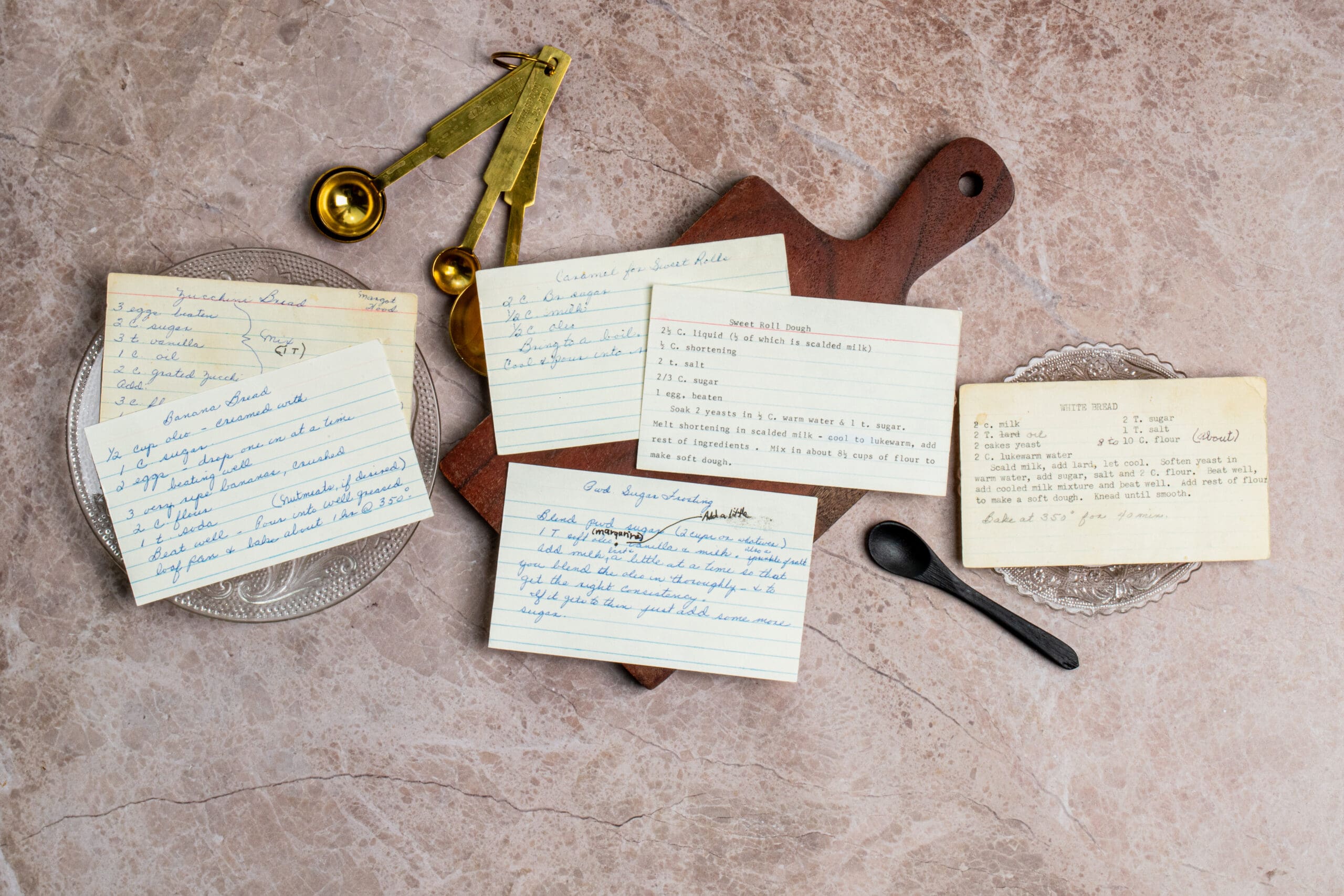 old family recipe cards before going into a family cookbook