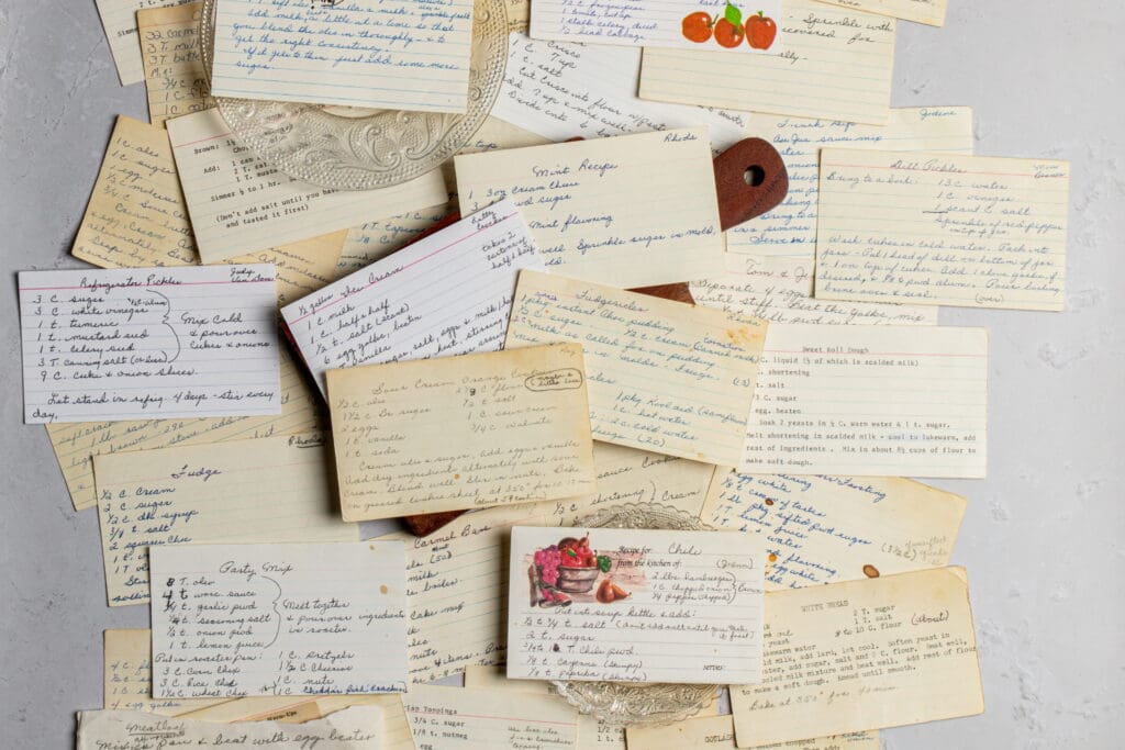 Recipes cards from a loved one that has passed