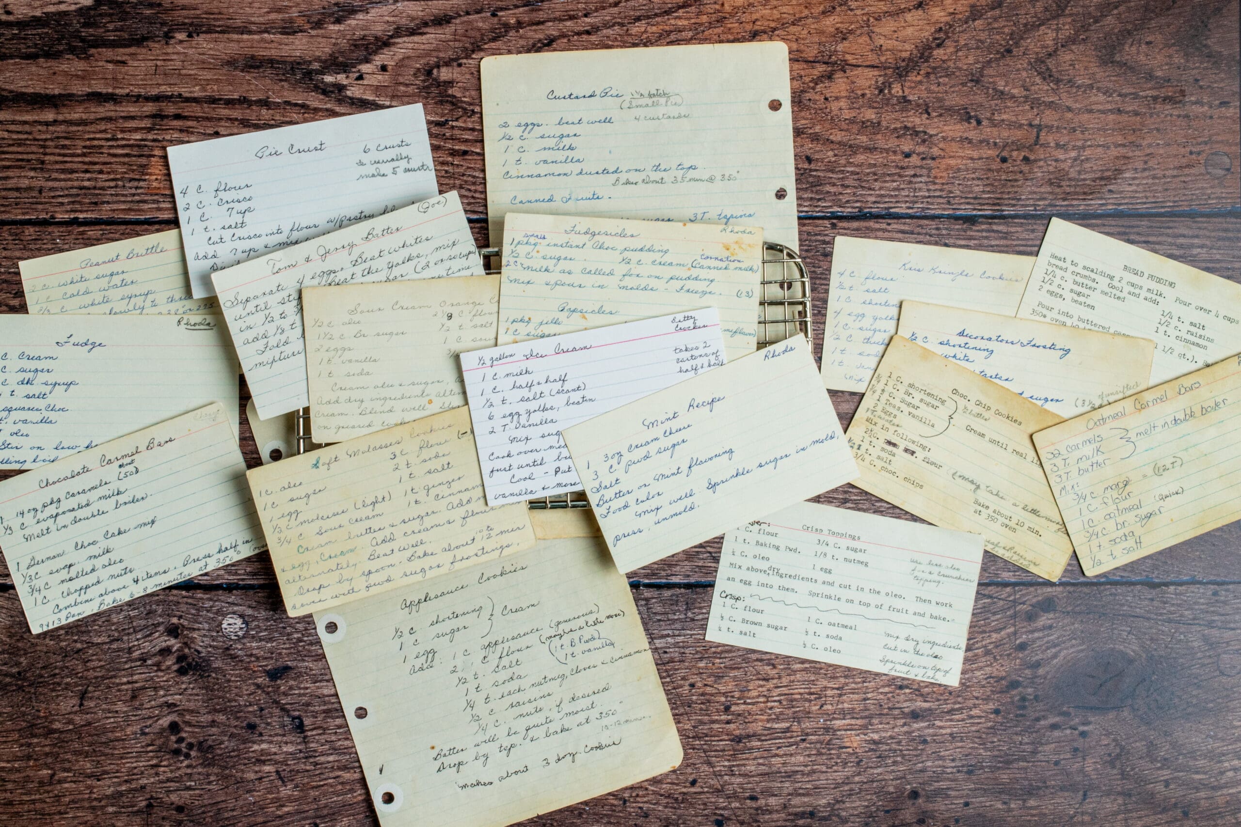 recipe cards with old family recipes