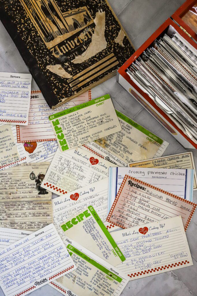 recipe cards with old family recipes