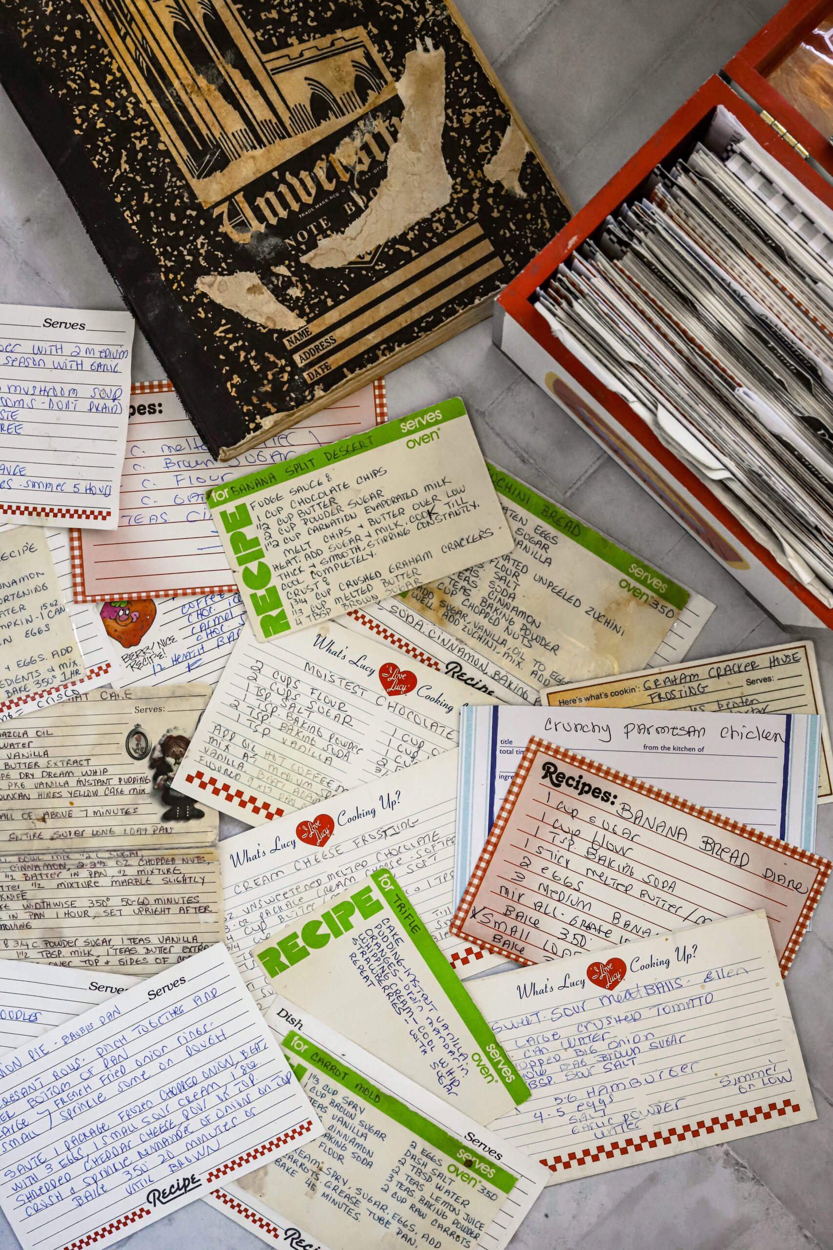 recipe cards with old family recipes